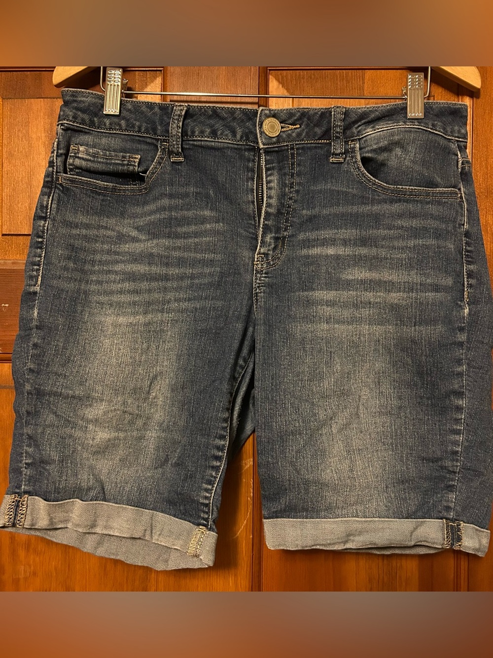 Classic Dark Wash Denim Bermuda Shorts (Juniors)